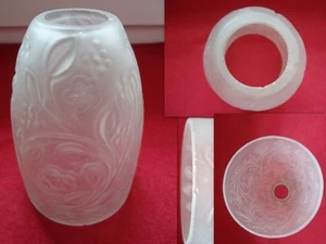 TULIPE VERRE DEPOLI DECOR FLORAL POUR LAMPE LUSTRE ART DECO - Foto 1 di 1