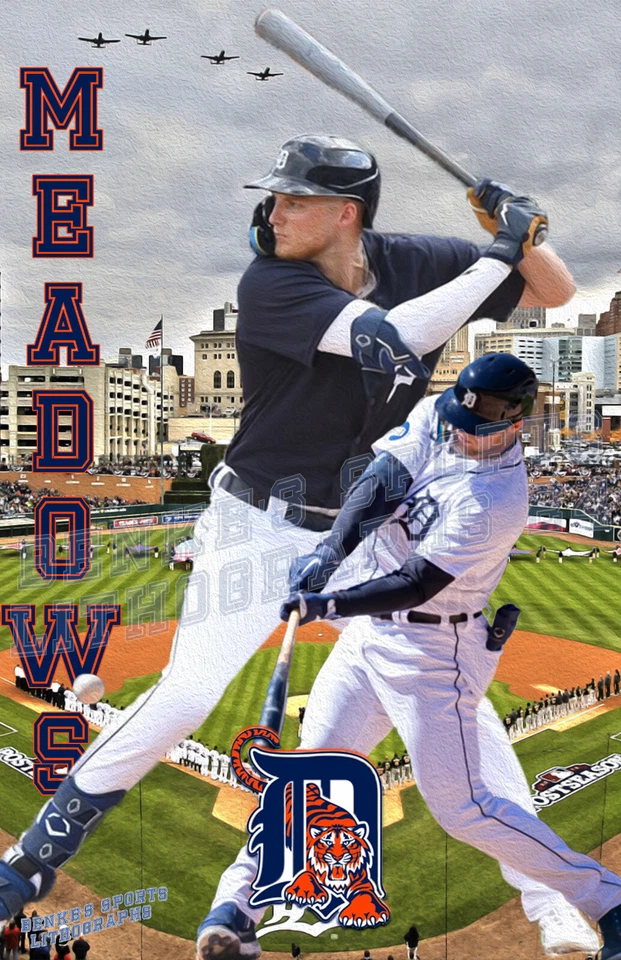 Impresión litográfica de los Tigres de Detroit de Parker Meadows 2023 11 x 17 Foto 1 de 1