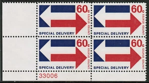 US USA Sc# E23 MNH FVF PLATE# BLOCK Special Delivery Arrows 60 cent - Picture 1 of 1