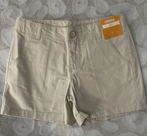 Gymboree Khaki Chino Shorts Girls Size 6 Uniform Classic Adjustable Waist Midi - Picture 1 of 7