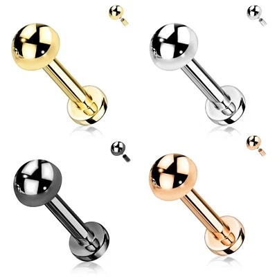 Dome Top Labret Tragus Cartilage Conch Helix Philtrum Stud Titanium 16g - Image 1 of 4