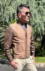 Mens 1930s Vintage Distressed Brown Lambskin Leather Jacket 
