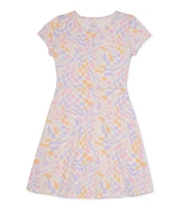 Wonder Nation Lilac Bud Check Short Sleeve Dress Pockets Size Medium (7-8) NEW - Picture 1 of 7