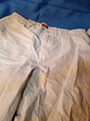 Pantalones Cortos Para Hombre Izod Seersucker Marrón Blanco Frente Plano Talla 36x9.5 Entrepierna Nuevos W2 Foto 1 de 4