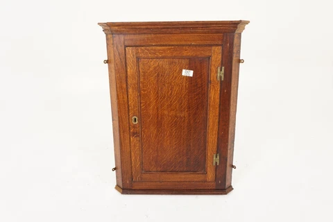 Antique Oak Corner Cabinet, Georgian Oak Hanging Cupboard, Scotland 1750, H996 Cover