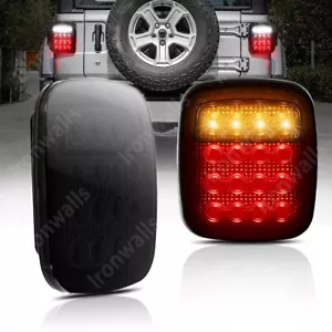 For Jeep Wrangler TJ CJ YJ Smoked LED Tail Lights Turn Signal Brake Stop Reverse - Picture 1 of 12