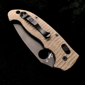 Spyderco Manix 2 XL Canvas Micarta & Black - Knife Plain Edge C95GPBBK2 S30V - Picture 1 of 18