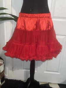 DAMEN GRÖSSE 8-12 ELASTISCHER BUND ROT MEHRLAGIG TU TU UNTERROCK MARKENLOS - Bild 1 von 6