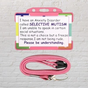 Tarjeta de identificación y cordón I Have Selective Mutism Awareness - Imagen 1 de 6