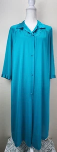 VTG Vanity Fair Teal Blue Night Gown House Robe Lace Collar Size M Made In USA - Picture 1 of 18