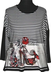 Shirt Jersey A-Form von M.P. by Style Gr. 46 48 (2) schwarz weiß 3/4 Ärmel - Imagen 1 de 1