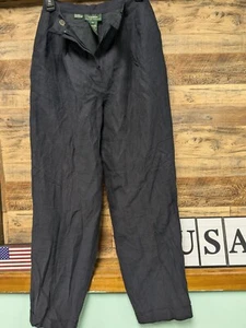 Lauren Ralph Lauren Womens Navy Blue Silk & Linen Size 4 Dress Pants Blue - Picture 1 of 5