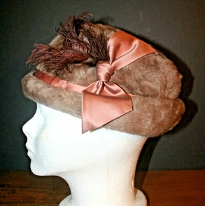 VTG SELENE Brown WOOL Hat Cap Cloche Italy DOWA 7 1/2 Marshall Field & Co. - Picture 1 of 10