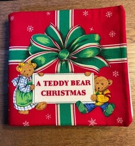 Homemade Fabric Cloth Christmas Book:  A TEDDY BEAR CHRISTMAS.  Quiet Book - Picture 1 of 7