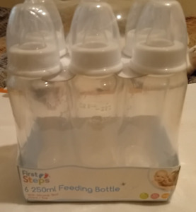 First Steps, 6x 250ml Baby Bottles Silicone Teat Perfect for New Borns, New
