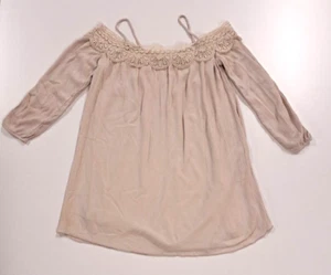 Women's Charlotte Russe Lace Tunic w/Spaghetti Straps Size S, Rayon, Lined, Tan - Picture 1 of 6