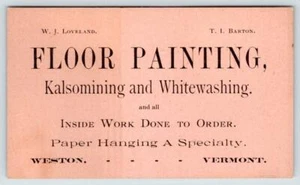 WESTON VT*FLOOR PAINTING KALSOMINING WHITEWASHING PAPER HANGING*LOVELAND*BARTON - Picture 1 of 2