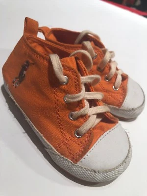 Ralph Lauren Polo Genuine Suede Leather Girl Boy Baby Size 4 Shoes Sneakers - Imagem 1 de 4