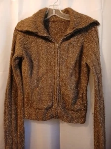 MAURICES Shawl Collar Cardigan Sweater Small Cable knit Brown Speckles Full zip - Picture 1 of 7