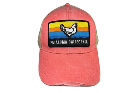 PETALUMA CALIFORNIA Rosa Parche Grande GORRO GRANJA GALLO Camionero Béisbol Snapback Foto 1 de 4