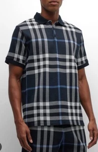 BURBERRY men’s Check Ferryfield Polo Top.Current Season.sz XXL.navy - Picture 1 of 4