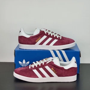 Scarpe Adidas Gazelle Uomo Taglia 9 Bianco Borgogna Sneakers Sportive Casual - Foto 1 di 8