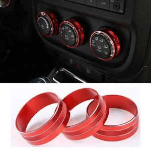 3pcs Red Air Conditioner Switch Knob Cover Trim for Jeep Wrangler JK JKU 2011-18 - Picture 1 of 8