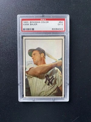 Bowman Hank Bauer 1953 #84 PSA 5 Yankees Foto 1 de 2