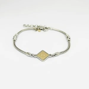 Bracciale Uomo Argento 925 e Oro Giallo 9 kt Centrale Bussola _AGB015 - Picture 1 of 5