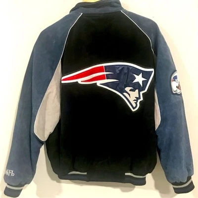 NFL New England Patriots De Colección Usada en Excelente Condición 100% Cuero Clásica Chaqueta Universitaria Deportiva Hombres L Foto 1 de 4