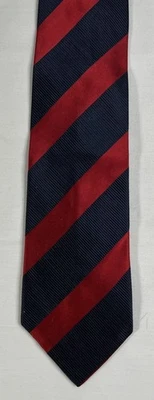 VALENTINO Auténtica Corbata de Seda Azul + Rojo Rayas 3.5 Pulgadas Ancho - Nueva y Certificada Foto 1 de 4