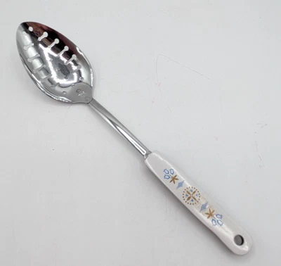 Ekco Chrome Plated Slotted Spoon Skimmer Vintage Tulips 12" - Image 1 of 4