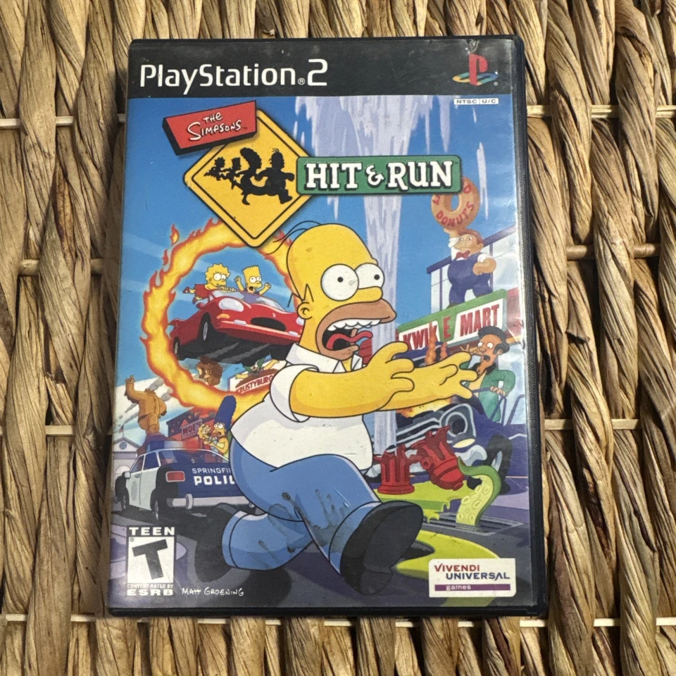The Simpsons Hit & Run PS2 Чехол с Черной Этикеткой, Обложка и Только Руководство (БЕЗ ИГРЫ) - Изображение 1 из 4
