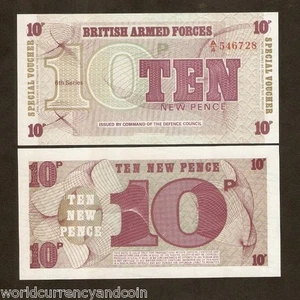GREAT BRITAIN 10 PENCE M-48 1972 x 100 Pcs Lot BUNDLE ARMED FORCE UNC MPC NOTE - Picture 1 of 2