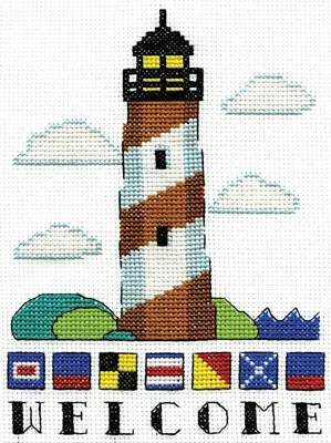 Cross Stitch Kit ~ Design Works Welcome Lighthouse with Nautical Flags #DW3287 - Image 1 of 4