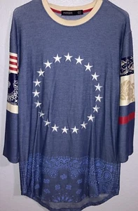 Hudson Outerwear USA Langarm Shirt Kleid Sterne Streifen Bandana Patriotisch Lg - Bild 1 von 7