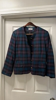 VintageAlfred Dunner Size 14  Wool Blend Blue Purple Jacket Blazer - Image 1 of 4