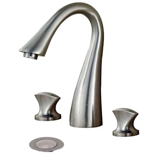 Grifo de baño de 8" níquel cepillado recipiente extendido tres orificios/dos asas grifo - Imagen 1 de 6