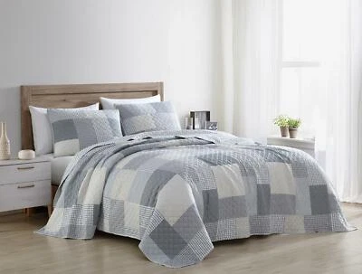 Anderson Pre-Washed Plaid Bedspread Coverlet Set Patchwork Reversible Quilt Set - Image 1 of 4