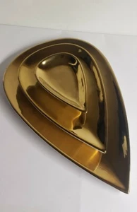 Global Views Dwell Studio Set Of 3 Decorative Gold Teardrop Shaped Plates - Picture 1 of 12