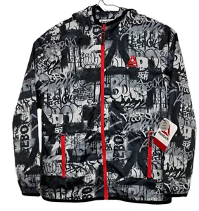 REEBOK Boys Full Zip Hooded Jacket Rain Wind Breaker Pockets XS 4/5 Graffiti - Picture 1 of 5