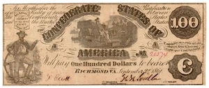 1861 $100 Confederate States of America T-13 - Attractive VF/XF! Better Type! - Picture 1 of 3
