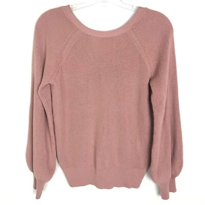 Alex Marie Women's Long Sleeve Dusty Mauve Pink V Back Sweater Large Reversible - Image 1 of 4