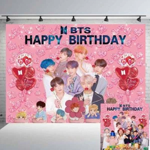 BTS Party Supplies Birthday Backdrop Banner Poster Vinyl Birthday Gift for Fans - Picture 1 of 7
