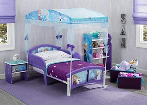 Canopy Toddler Bed Frozen Disney Princess Elsa Anna Blue Purple Girls Bedroom - Picture 1 of 7