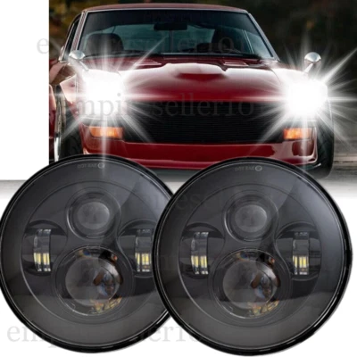 Black 2PC 7inch Round LED Headlight Hi/Lo Beam For Datsun 280ZX/240Z/260Z/280Z - Image 1 of 4