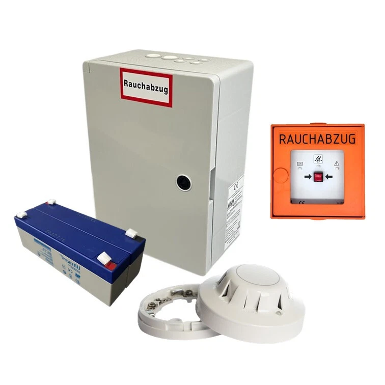 H+H AUTOMATION RWA-Set | RWA-Zentrale 4A-1D inkl. Handauslösetaster + Rauchmelder | Rauchabzug