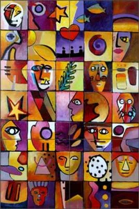 Abstract Tile Mural Warren Cullar Art Ceramic Backsplash WC154 - Picture 1 of 6