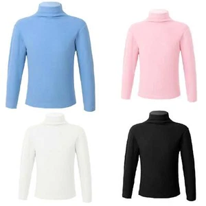 Kids Unisex Warm Tops Long Sleeves Thermal T-shirts Stretchy Mock Neck Underwear - Picture 1 of 29
