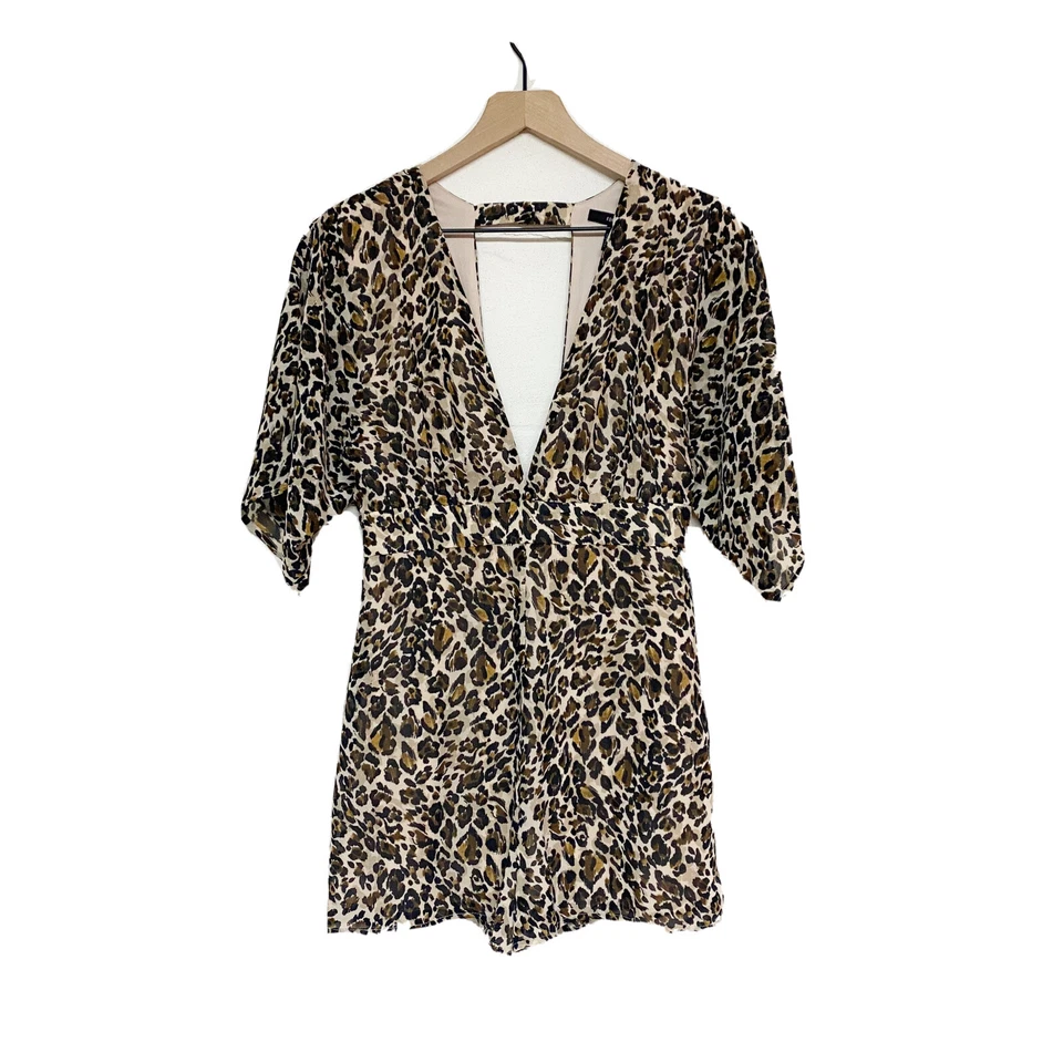Mameluco Forever 21 leopardo para mujer pequeño cuello en V profundo recortado en la espalda Foto 1 de 4
